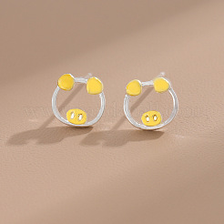 Pendientes de botón de esmalte de latón hueco&nbsp;WG87257-01