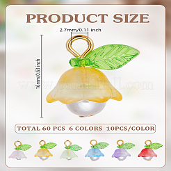 60pcs 6 Farben transparente sprühlackierte Glasanhänger&nbsp;FIND-PH0024-56
