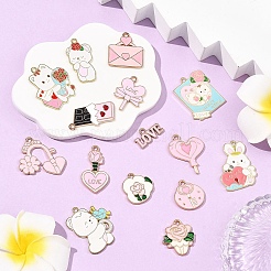 15 pz 15 stili di pendenti in lega smaltata a tema San Valentino&nbsp;ENAM-YW0008-43