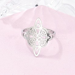 Anlaufgeschützte offene Manschettenringe aus 304er Edelstahl mit Hexenknoten für Damen&nbsp;AJEW-U005-01P