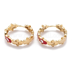 Aretes tipo argolla de latón y esmalte&nbsp;EJEW-F264-20-G