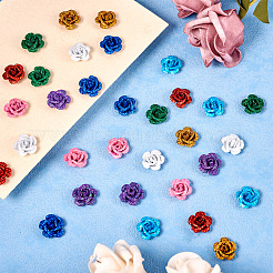 32 Stück 8 Farben 3D Rose Blume Backfarbe Aluminiumperlen&nbsp;FIND-TA0006-14