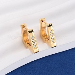 Boucles d'oreilles créoles trapézoïdales en acier inoxydable 304 avec zircone cubique&nbsp;EJEW-D331-06G