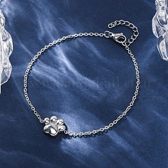 Hundepfotenabdruck 304 Edelstahl Anhänger Halsketten & Armbänder & Ohrstecker Sets für Frauen&nbsp;SJEW-C004-20P