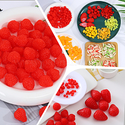 60 décoration de présentation en PVC en forme de fraise&nbsp;DJEW-SC0001-32