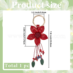 Schlüsselanhänger aus Leder und Legierung&nbsp;HJEW-WH20022-04A-03