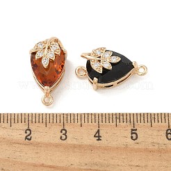 Messing Pavé facettierte Glas Tropfen Verbinder Charms&nbsp;KK-G517-10G