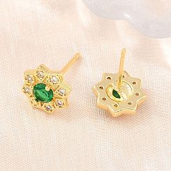 Boucles d'oreilles en laiton avec micro pavé de zircons cubiques pour femmes&nbsp;KK-A305-03G-06