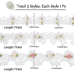 3 yard 3 style dentelle bordure motif de fleurs colorées bricolage rubans de garniture brodés&nbsp;DIY-GF0004-39