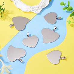 12 pz 2 stili 201 ciondolo tag vuoto con stampa a cuore in acciaio inossidabile&nbsp;STAS-TA0002-94