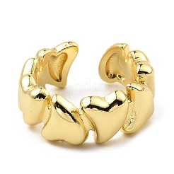Anneaux de manchette ouverts en forme de coeur en laiton pour femmes&nbsp;RJEW-G294-05G