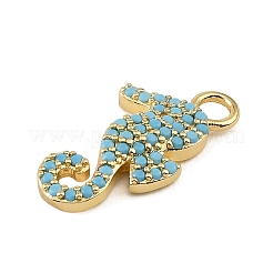 Pendentifs en laiton sertis de micro-pavés de zircone cubique bleu ciel profond&nbsp;CU-CBAF17A-07G-02