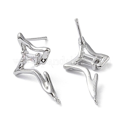Boucles d'oreilles à tige en laiton avec zircone cubique en forme de losange&nbsp;KK-B087-05P