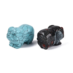 Set di statuette di maiali in pietre preziose miste naturali e sintetiche&nbsp;G-Q615-06