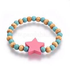 Perles en bois enfants bracelets extensibles&nbsp;BJEW-JB04129-04