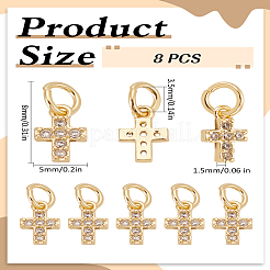 8 pièces en laiton micro pavé pendentifs en zircone cubique claire&nbsp;KK-LP0001-87