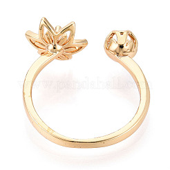 Lotusblume Messing Micro Pave klare Zirkonia Cup Peg Ring Einstellungen&nbsp;KK-T076-19G