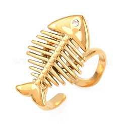 Bagues ouvertes en acier inoxydable 304 avec micro pavé de zircones cubiques pour femmes&nbsp;RJEW-K316-04G