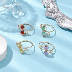 Runder Fingerring aus natürlichem Edelstein&nbsp;RJEW-TA00130