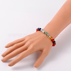 Allungare gioielli buddista multicolori bracciali gemma chakra&nbsp;BJEW-JB01690-05