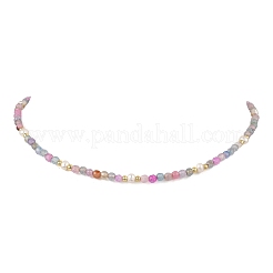 Collane da donna con perline rotonde sfaccettate di agata naturale tinte e riscaldate e perle coltivate d'acqua dolce.&nbsp;NJEW-JN06240-03