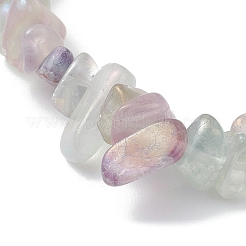 Pulseras elásticas con cuentas de fluorita natural galvanizadas para mujer&nbsp;BJEW-JB12596