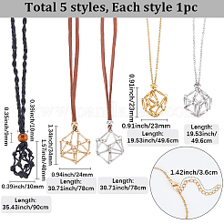 5 Stück 5 Stile Messing Bar Gliederketten Makramee Beutel leerer Steinhalter für Anhänger Halskette Herstellung&nbsp;NJEW-SC0001-77
