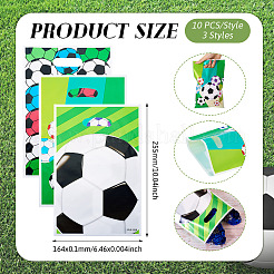 30 Stück rechteckige Geschenk-Aufbewahrungstaschen aus Kunststoff in 3 Stilen mit Fußball-Aufdruck und Lochgriffen&nbsp;ABAG-TA0001-82