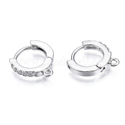 Latón micro pavimentar circonio cúbico huggie aro pendiente fornituras&nbsp;X-KK-T063-012P-NF