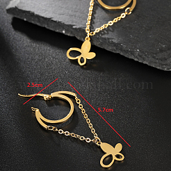 Boucles d'oreilles créoles papillon en acier inoxydable 201&nbsp;OP8572