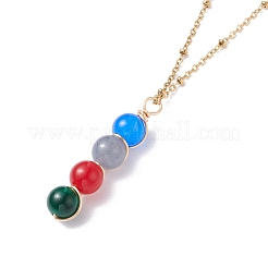 Collier pendentifs perles de jade blanc naturel pour femme&nbsp;NJEW-JN03762