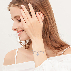 Bracciale con ciondolo a forma di farfalla in argento sterling placcato rodio con biglietto per nipote&nbsp;SJEW-CN0001-09
