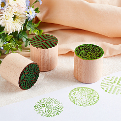 3 pièce de 3 styles de tampons ronds en bois pour gâteaux de lune traditionnels chinois&nbsp;AJEW-OC0004-19A