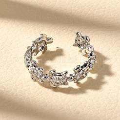 Anillos de latón con micro pavé de circonita cúbica transparente para mujer&nbsp;RJEW-Q008-13P