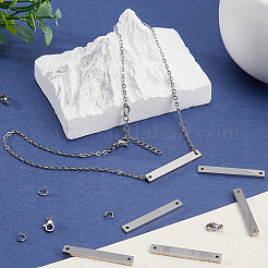 DIY Blanko-Halskette mit rechteckigem Anhänger aus Edelstahl 304 mit Kabelketten-Bausatz&nbsp;DIY-SC0024-16