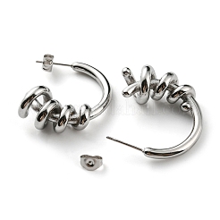 Pendientes de botón con espiral de alambre de acero inoxidable 304 que no se deslustran para mujer&nbsp;EJEW-K244-16P