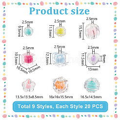 180pcs 9 Arten transparente Acrylperlen&nbsp;OACR-PH0004-30
