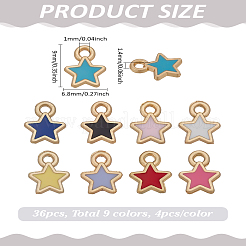 36pcs 9 Farben Legierung Emaille Charms&nbsp;ENAM-LP0001-39