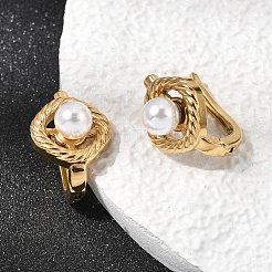 Pendientes de aro planos y redondos de acero inoxidable 304&nbsp;EJEW-P344-02G