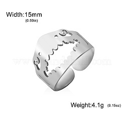 Bracciale a maglietta in acciaio inossidabile 304 con anelli aperti a forma di squalo&nbsp;WGAD1C4-01