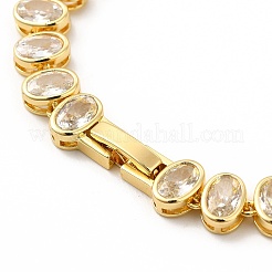 Gliederarmband mit ovalen Gliedern aus klarem Zirkonia&nbsp;BJEW-E073-04G