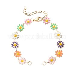 3 Stück 3 Farben Messing Emaille Blume Gliederkette Armbandherstellung&nbsp;AJEW-JB01439
