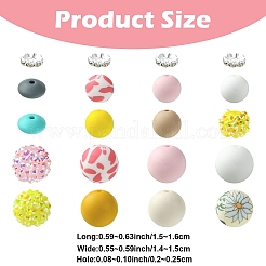 65 pz 9 stili rotondi e rondelle in resina strass e silicone e ottone cristallo strass kit di perline distanziatrici reperti&nbsp;DIY-YW0017-97B