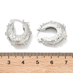 Pendientes de aro de latón con micro circonitas y cubic zirconia transparente&nbsp;EJEW-C181-07P