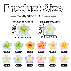 84 Stück 12 Stile Plumeria undurchsichtige Harz Cabochons&nbsp;RESI-TA0004-32