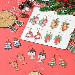 4 paire de boucles d'oreilles pendantes en laiton de Noël pour femmes&nbsp;EJEW-FS00055