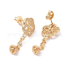 Reperti per orecchini a bottone in zircone chiaro con micro pavé di ottone&nbsp;KK-G420-21G