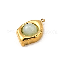 Pendentifs ovales en acier inoxydable 304 avec pierres précieuses naturelles mélangées&nbsp;STAS-Z135-08G