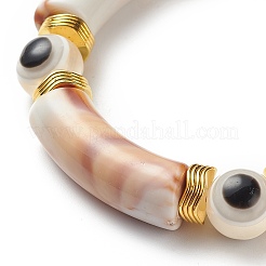 8 stücke 8 farbe acryl gebogen rohr & plastik bösen blick perlen stretch armbänder set&nbsp;BJEW-JB08963