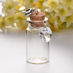 Bouteille en verre en alliage plaqué argent antique breloques européennes&nbsp;PALLOY-JF00084